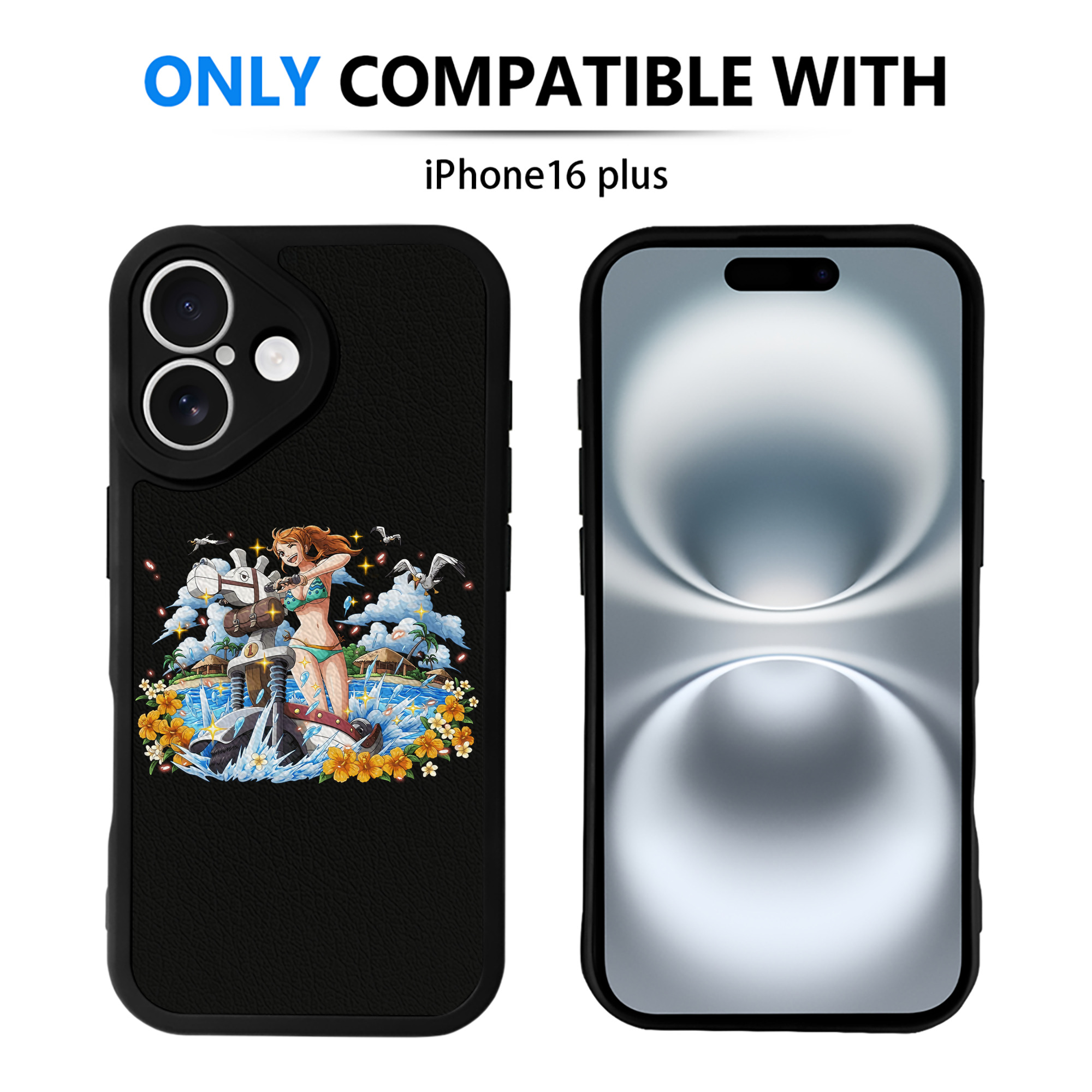 （画像用） ワンピース ナミ ONE PIECE Nami 【iPhone 16シリーズ対応】シリコンスマホケース（レザー調） 材質：シリコン